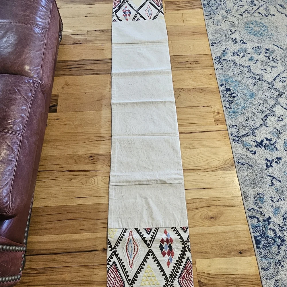 Embroidered Table Runner Target Threshold Cream Brown Red Multi Bohemian Ethnic‎